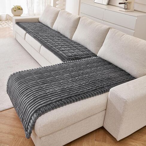 Deep Dream 100% Waterproof Sectional Couch Covers, 2 Pieces Non Slip Couch Covers for Dogs, L Shaped Sofa Slipcovers Furniture Covers, Dark Grey, XXX-Large, 35.4"x70.9" + 35.4"x82.7" in Saudi Arabia