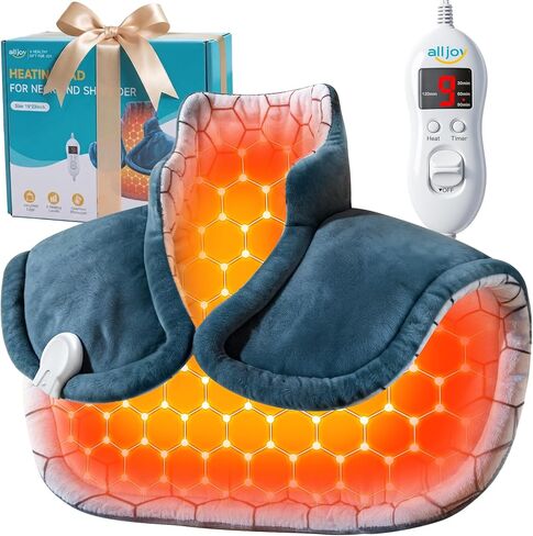 ALLJOY Graphene-Infused Heating Pad for Neck and Shoulders and Back Deeper Pain Relief, 1Mins Instant Heat, Father-s Day Gift-s for Dad, Weighted Neck Heating Pad with 9 Heat 4 Timers in Saudi Arabia
