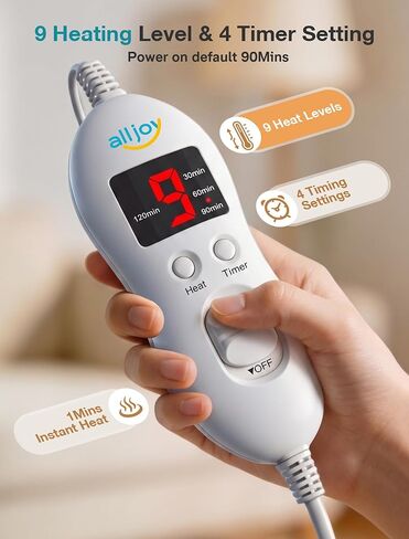 ALLJOY Graphene-Infused Heating Pad for Neck and Shoulders and Back Deeper Pain Relief, 1Mins Instant Heat, Father-s Day Gift-s for Dad, Weighted Neck Heating Pad with 9 Heat 4 Timers in Saudi Arabia