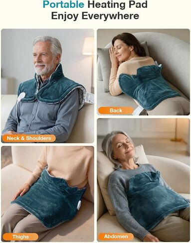 ALLJOY Graphene-Infused Heating Pad for Neck and Shoulders and Back Deeper Pain Relief, 1Mins Instant Heat, Father-s Day Gift-s for Dad, Weighted Neck Heating Pad with 9 Heat 4 Timers in Saudi Arabia