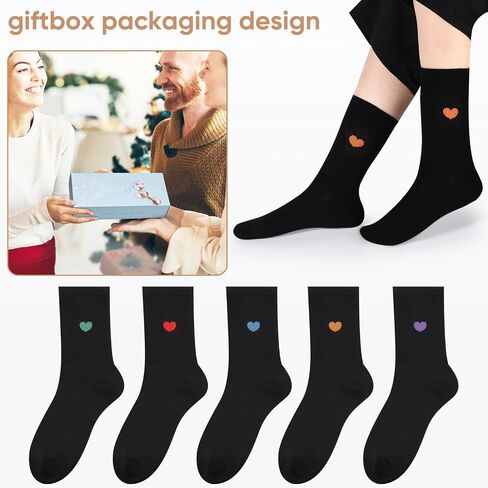Corlap Women's Cotton Crew Calf Socks - 5 Pairs Ankle High Dress Casual Socks, Fun Cute Heart Gifts for Mom Mother in Kuwait
