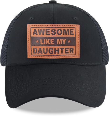 Leather Awesome Like My Daughter Trucker Hats for Men Women, Adjustable Cotton Mesh Snapback Baseball Cap in Saudi Arabia