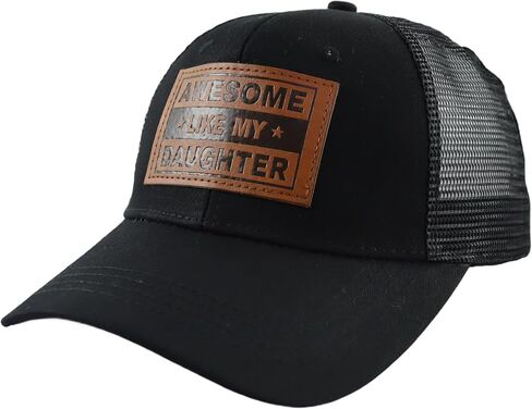 Leather Awesome Like My Daughter Trucker Hats for Men Women, Adjustable Cotton Mesh Snapback Baseball Cap in Saudi Arabia