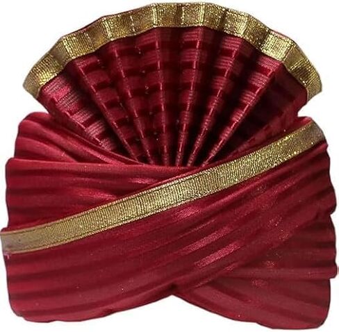 Indian Wedding Cotton Silk Traditional Barat Swagat Turban Sehra Pagdi for Men and Women Wedding Item, Pack of 1 (Maroon) in Kuwait