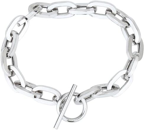 Vanbelle Sterling Silver Jewelry - Rhodium Plated with 925 Stamp - Classic Handmade Hollow Chain Bracelet for Men & Women - 8.5 Inches with Toggle Lock in Kuwait