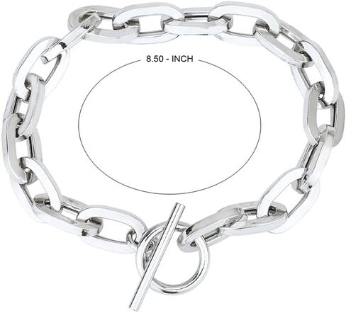 Vanbelle Sterling Silver Jewelry - Rhodium Plated with 925 Stamp - Classic Handmade Hollow Chain Bracelet for Men & Women - 8.5 Inches with Toggle Lock in Kuwait