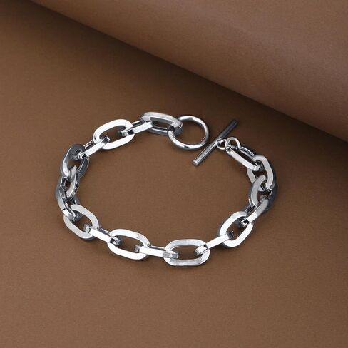 Vanbelle Sterling Silver Jewelry - Rhodium Plated with 925 Stamp - Classic Handmade Hollow Chain Bracelet for Men & Women - 8.5 Inches with Toggle Lock in Kuwait
