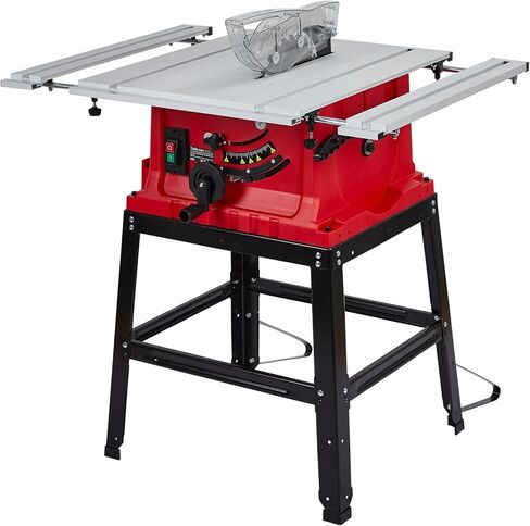 Table Saw, Garvee 10 Inch 15A Multifunctional Saw with Stand & Push Stick, 90° Cross Cut & 0-45° Bevel Cut, 5000RPM, Adjustable Blade Height for Woodworking in Kuwait