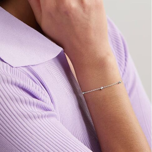 IEFWELL S925 Sterling Silver Bracelet for Women - 14K-Real-Gold-Plated Satellite Bead Chain Bracelet, 6.5/7/7.5/8/8.5/9 Inches Sterling Silver Chain Bracelets Jewelry Gifts for Women in Saudi Arabia