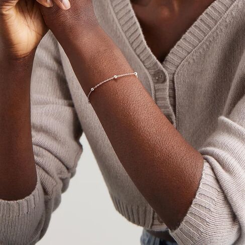IEFWELL S925 Sterling Silver Bracelet for Women - 14K-Real-Gold-Plated Satellite Bead Chain Bracelet, 6.5/7/7.5/8/8.5/9 Inches Sterling Silver Chain Bracelets Jewelry Gifts for Women in Saudi Arabia