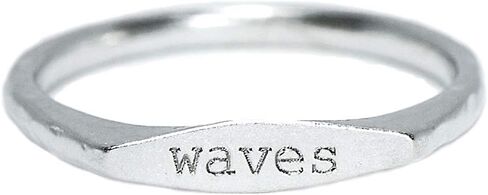 خاتم Pura Vida Waves Vibes القابل للتكديس - خاتم من الفضة الإسترلينية .925، قاعدة نحاسية - مقاسات 5-9 in Kuwait