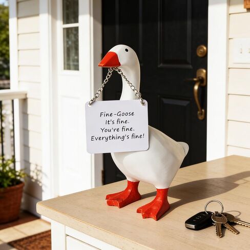 Desk Goose 7 Inch, Desktop Mini Goose Resin Statue Key Holder, Cute Decor for Home Office Table Desk Duck Sculpture, Bedroom Decor Housewarming Gift for Friends and Family in Saudi Arabia