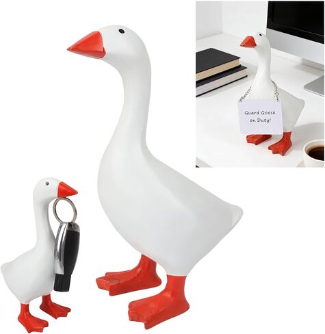 Desk Goose 7 Inch, Desktop Mini Goose Resin Statue Key Holder, Cute Decor for Home Office Table Desk Duck Sculpture, Bedroom Decor Housewarming Gift for Friends and Family in Saudi Arabia
