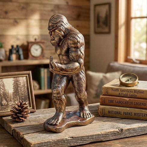 Bigfoot with Attitude Statue - 7.9 بوصة منحوتة راتنج مضحكة للإصبع الأوسط Sasquatch، ديكور مكتب رائع وهدايا هفوة للرجال، المكتب، كهف الرجل in Kuwait