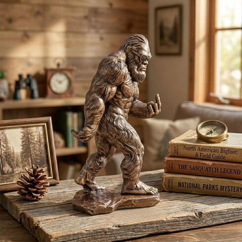 Bigfoot with Attitude Statue - 7.9 بوصة منحوتة راتنج مضحكة للإصبع الأوسط Sasquatch، ديكور مكتب رائع وهدايا هفوة للرجال، المكتب، كهف الرجل in Kuwait