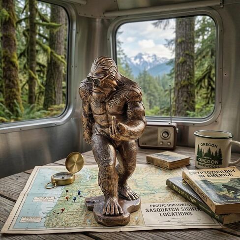 Bigfoot with Attitude Statue - 7.9 بوصة منحوتة راتنج مضحكة للإصبع الأوسط Sasquatch، ديكور مكتب رائع وهدايا هفوة للرجال، المكتب، كهف الرجل in Kuwait
