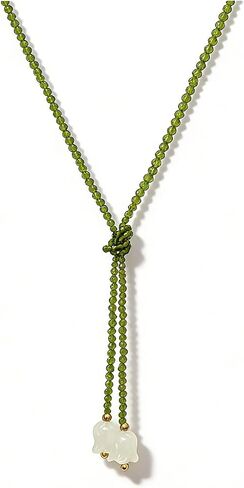 KURTCB Lily of the Valley Necklace Long Boho Beaded Flower Y Necklace for Women Jewelry Trendy in Saudi Arabia