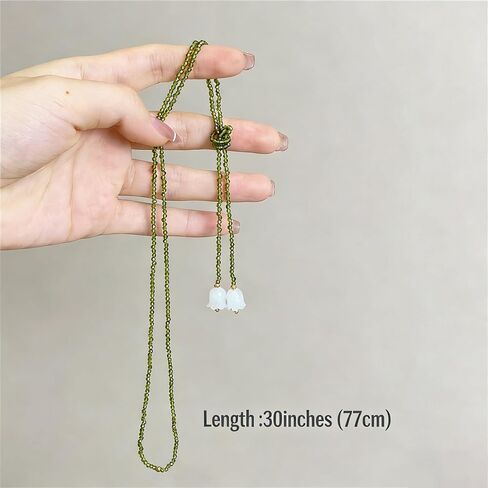 KURTCB Lily of the Valley Necklace Long Boho Beaded Flower Y Necklace for Women Jewelry Trendy in Saudi Arabia
