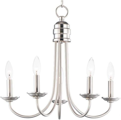 Maxim Lighting Logan 5-Light Candle Chandelier | Satin Nickel Finish | Modern Candle Chandelier for Dining Rooms and Foyers | Adjustable Chain Suspension | 10345SN in Saudi Arabia