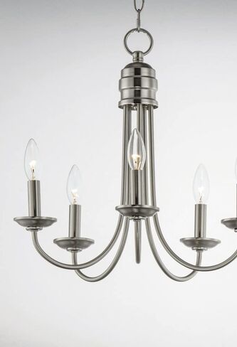 Maxim Lighting Logan 5-Light Candle Chandelier | Satin Nickel Finish | Modern Candle Chandelier for Dining Rooms and Foyers | Adjustable Chain Suspension | 10345SN in Saudi Arabia