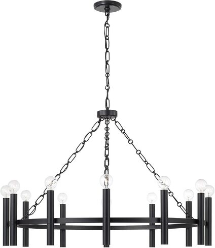 Capital Lighting 462001MB Winton Classic Ring Candle Chandelier, 12-Light 720 Total Watts, 25" H x 35" W, Matte Black in Saudi Arabia