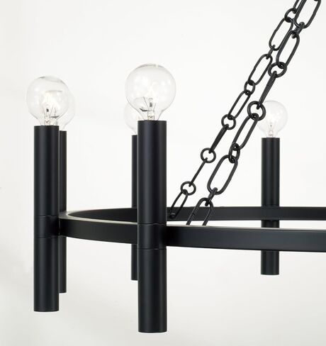 Capital Lighting 462001MB Winton Classic Ring Candle Chandelier, 12-Light 720 Total Watts, 25" H x 35" W, Matte Black in Saudi Arabia