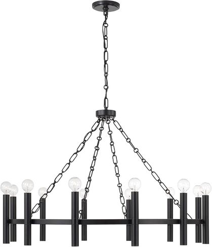 Capital Lighting 462001MB Winton Classic Ring Candle Chandelier, 12-Light 720 Total Watts, 25" H x 35" W, Matte Black in Saudi Arabia
