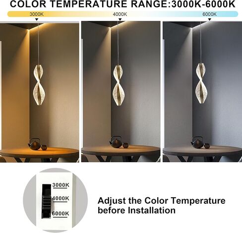 1-Light Modern LED Pendant Lights Kitchen Island, Pendant Lighting Fixture with 3 Color Temperature Adjustable Hanging Light, Height Adjustable Spiral Acrylic Metal Pendant Light for Dining in Saudi Arabia