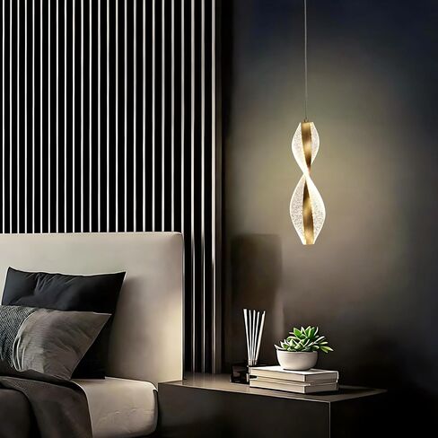 1-Light Modern LED Pendant Lights Kitchen Island, Pendant Lighting Fixture with 3 Color Temperature Adjustable Hanging Light, Height Adjustable Spiral Acrylic Metal Pendant Light for Dining in Saudi Arabia