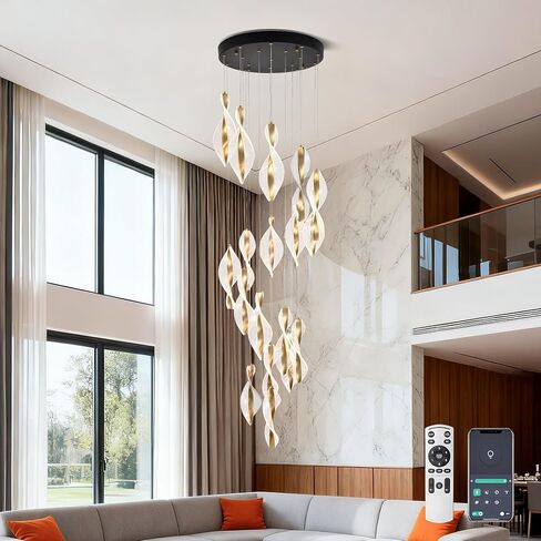 1-Light Modern LED Pendant Lights Kitchen Island, Pendant Lighting Fixture with 3 Color Temperature Adjustable Hanging Light, Height Adjustable Spiral Acrylic Metal Pendant Light for Dining in Saudi Arabia