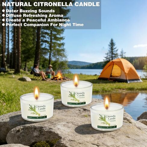 Citronella Candles Outdoor 16 Pack, 1.5oz Small Candle for Patio, Natural Soy Wax with Citronella Essential Oil, Long Lasting Portable Travel Candles in Acrylic Jars for Backyard, Deck, Camping in Kuwait