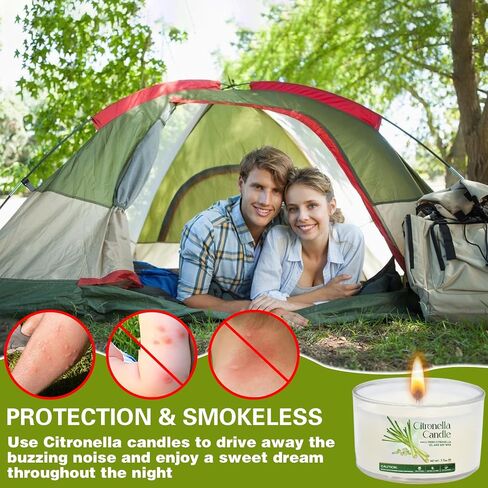 Citronella Candles Outdoor 16 Pack, 1.5oz Small Candle for Patio, Natural Soy Wax with Citronella Essential Oil, Long Lasting Portable Travel Candles in Acrylic Jars for Backyard, Deck, Camping in Kuwait