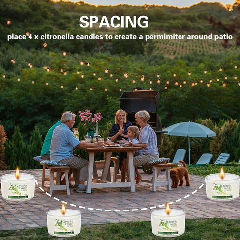 Citronella Candles Outdoor 16 Pack, 1.5oz Small Candle for Patio, Natural Soy Wax with Citronella Essential Oil, Long Lasting Portable Travel Candles in Acrylic Jars for Backyard, Deck, Camping in Kuwait