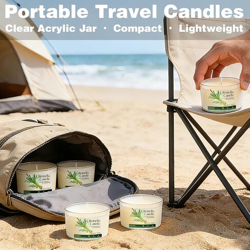Citronella Candles Outdoor 16 Pack, 1.5oz Small Candle for Patio, Natural Soy Wax with Citronella Essential Oil, Long Lasting Portable Travel Candles in Acrylic Jars for Backyard, Deck, Camping in Kuwait