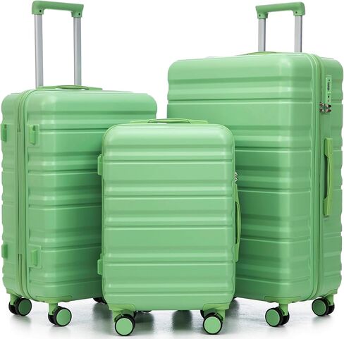 Hardshell Luggage Sets, Lightweight Stripes Suitcases with Spinner Wheels, Green-181 in Saudi Arabia