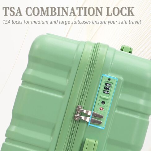 Hardshell Luggage Sets, Lightweight Stripes Suitcases with Spinner Wheels, Green-181 in Saudi Arabia