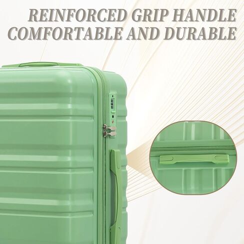 Hardshell Luggage Sets, Lightweight Stripes Suitcases with Spinner Wheels, Green-181 in Saudi Arabia