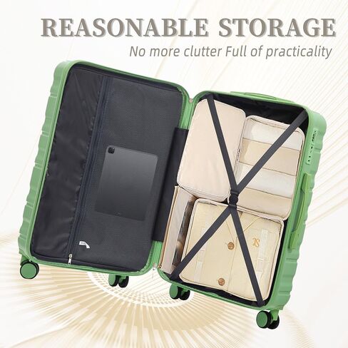 Hardshell Luggage Sets, Lightweight Stripes Suitcases with Spinner Wheels, Green-181 in Saudi Arabia