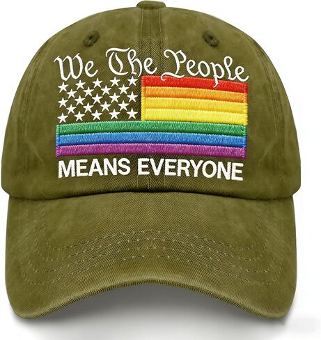 قبعة We The People تعني الجميع - قبعة فخر مطرزة بعلم قوس قزح الأمريكي - قبعة بيسبول كلاسيكية مغسولة للرجال والنساء in Kuwait
