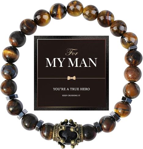 Men’s Meaningful Beaded Bracelet – Natural Stone Stretch Bracelet for Men, Symbolic Energy Beads for Positivity, Inner Strength & Everyday Wear, Thoughtful Gift for Him in Saudi Arabia