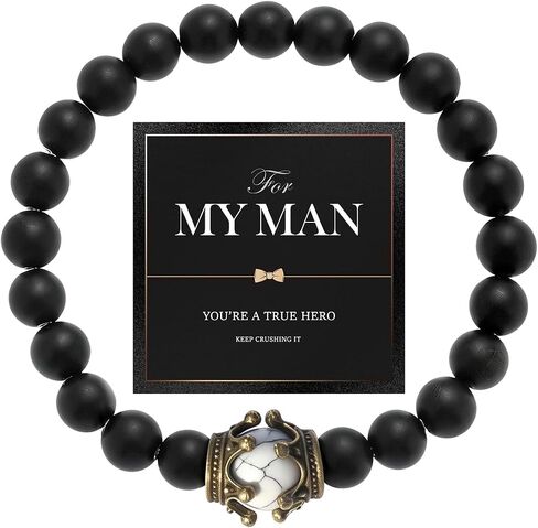 Men’s Meaningful Beaded Bracelet – Natural Stone Stretch Bracelet for Men, Symbolic Energy Beads for Positivity, Inner Strength & Everyday Wear, Thoughtful Gift for Him in Saudi Arabia