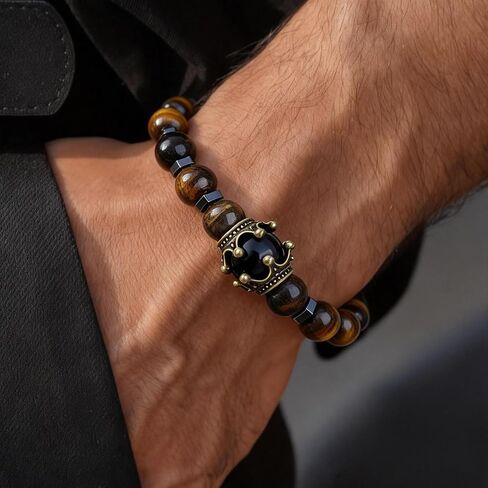 Men’s Meaningful Beaded Bracelet – Natural Stone Stretch Bracelet for Men, Symbolic Energy Beads for Positivity, Inner Strength & Everyday Wear, Thoughtful Gift for Him in Saudi Arabia