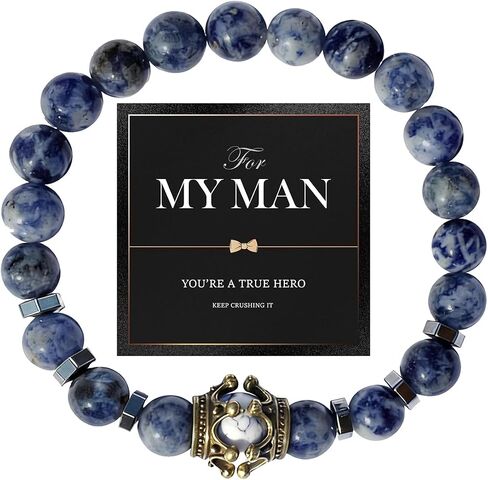 Men’s Meaningful Beaded Bracelet – Natural Stone Stretch Bracelet for Men, Symbolic Energy Beads for Positivity, Inner Strength & Everyday Wear, Thoughtful Gift for Him in Saudi Arabia