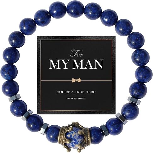 Men’s Meaningful Beaded Bracelet – Natural Stone Stretch Bracelet for Men, Symbolic Energy Beads for Positivity, Inner Strength & Everyday Wear, Thoughtful Gift for Him in Saudi Arabia