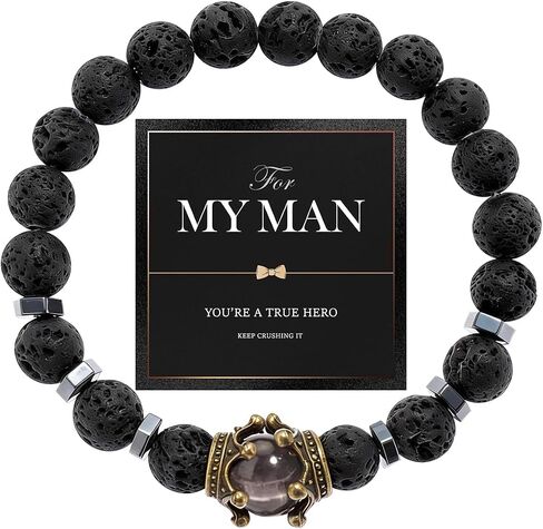 Men’s Meaningful Beaded Bracelet – Natural Stone Stretch Bracelet for Men, Symbolic Energy Beads for Positivity, Inner Strength & Everyday Wear, Thoughtful Gift for Him in Saudi Arabia