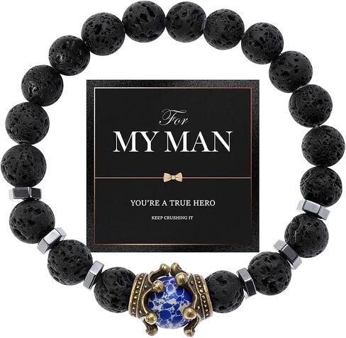Men’s Meaningful Beaded Bracelet – Natural Stone Stretch Bracelet for Men, Symbolic Energy Beads for Positivity, Inner Strength & Everyday Wear, Thoughtful Gift for Him in Saudi Arabia
