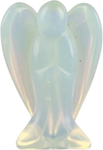 White Crystal Angel, Crystals Healing Stones Polished Peace Cute Angel Statue with Exquisite Carving, for Family Friends Gifts in Kuwait