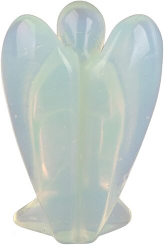 White Crystal Angel, Crystals Healing Stones Polished Peace Cute Angel Statue with Exquisite Carving, for Family Friends Gifts in Kuwait