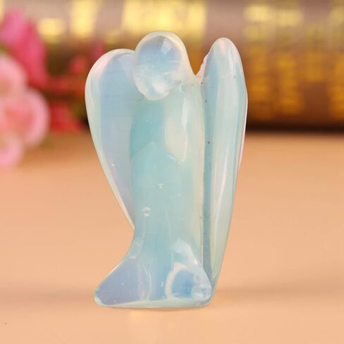 White Crystal Angel, Crystals Healing Stones Polished Peace Cute Angel Statue with Exquisite Carving, for Family Friends Gifts in Kuwait