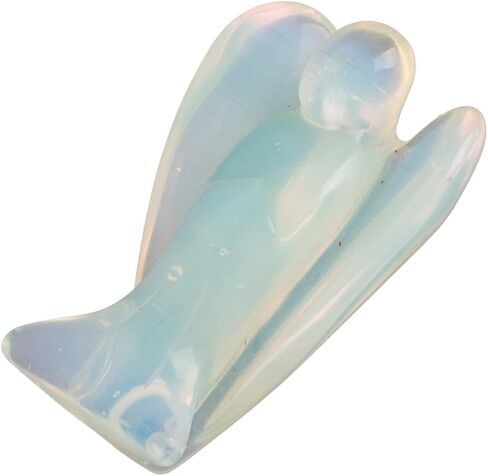 White Crystal Angel, Crystals Healing Stones Polished Peace Cute Angel Statue with Exquisite Carving, for Family Friends Gifts in Kuwait